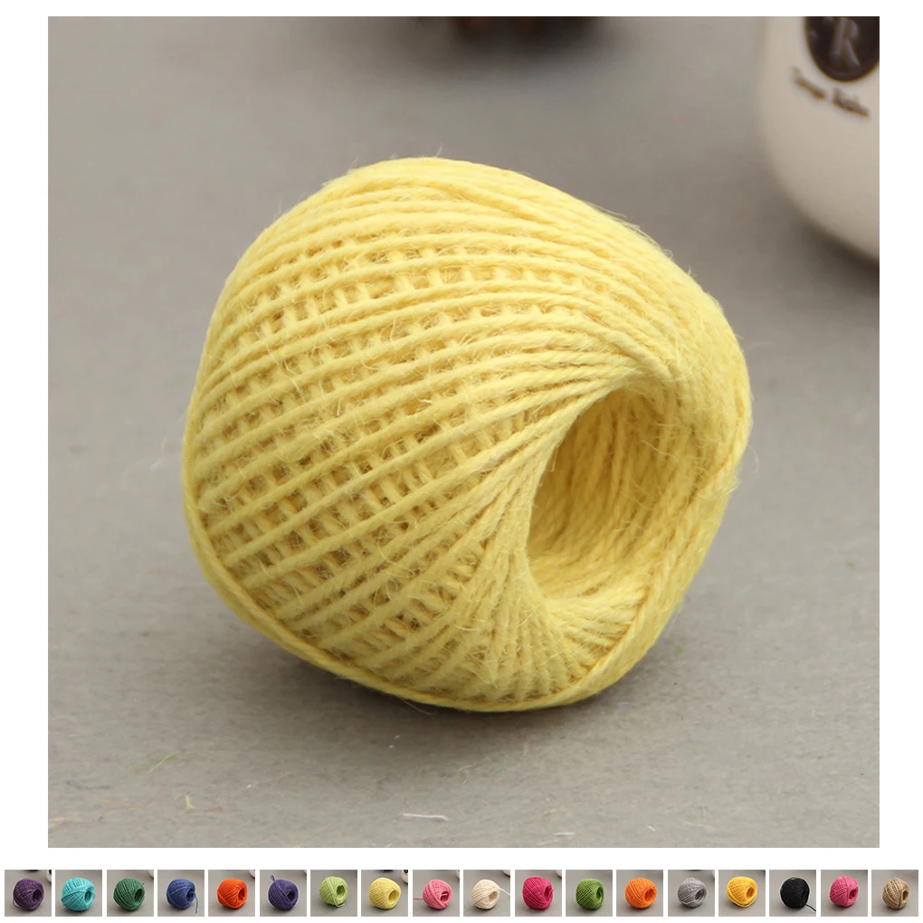 

50m Burlap Twine Rope Colorful Twisted String Natural Ribbon Fiber Jute Twine Rope Gift Packing Party Holiday DIY Decorations