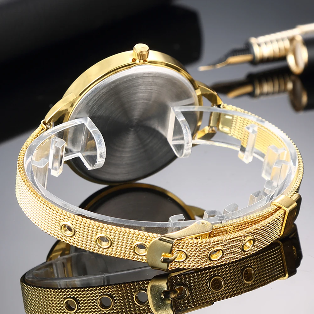 Montre женские кварцевые часы из нержавеющей стали модный браслет