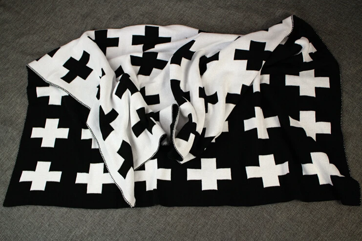 Детское одеяло черный белый милый кролик Лебедь крест вязаный плед для кровати диван Cobertores Mantas покрывало банные полотенца игровой коврик подарок