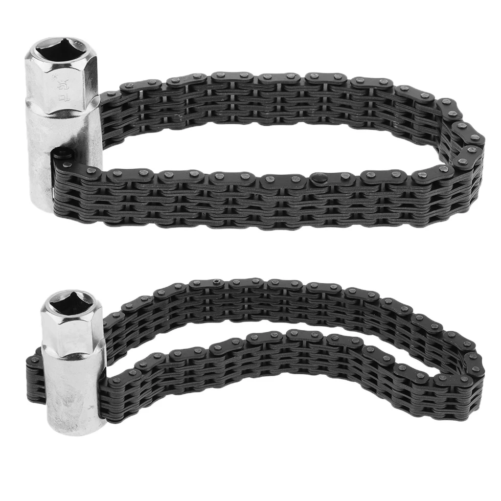 

2 Pcs Universal Auto Car 1/2' 44 & 52 Knots Double Chains Oil Filter Wrench Strap Wrench Oil Filter Tool 120mm