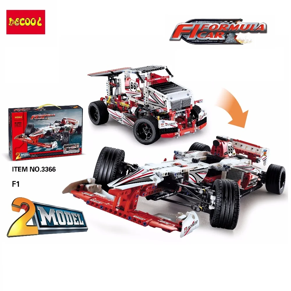 Legoings technic 2 Model Decool 1219pcs F1 FORMULA Racing super car building blocks brick Toys children lepin 42000 Ferrarie