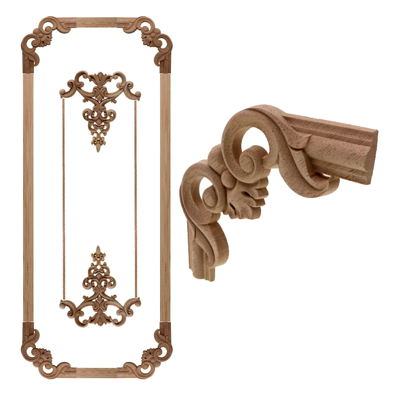 VZLX Antique Decorative Wood Appliques For Furniture Decor Cabinet Door Irregular Wooden Mouldings Flower Carving Figurine VZLX Antique Decorative Wood Appliques For Furniture Decor Cabinet Door Irregular Wooden Mouldings Flower Carving Figurine