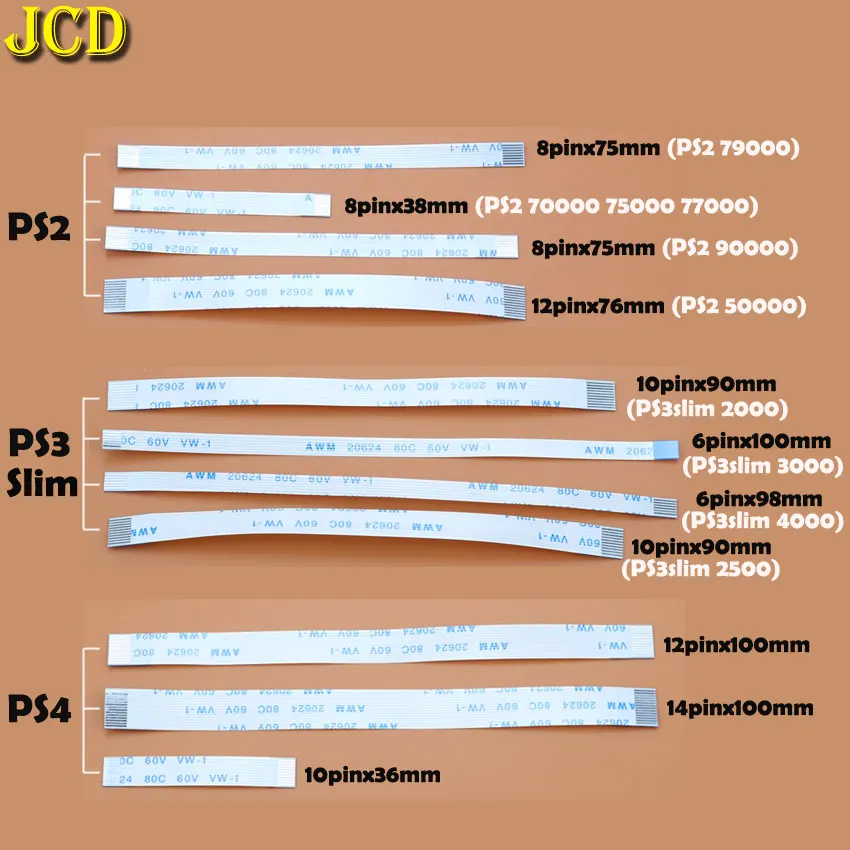 JCD 2 шт печатная плата для зарядного устройства плата и выключатель питания гибкий кабель для PS3 тонкий PS2 10pin 12pin 14pin ленточный гибкий кабель для PS4