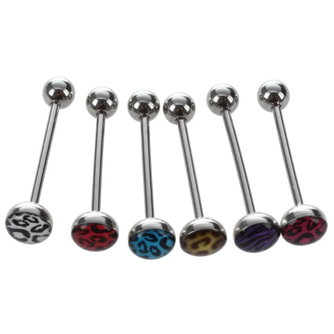 6PCS Stainless Steel Body Piercing Jewelry Ball Lip Tongue Barbell Bar