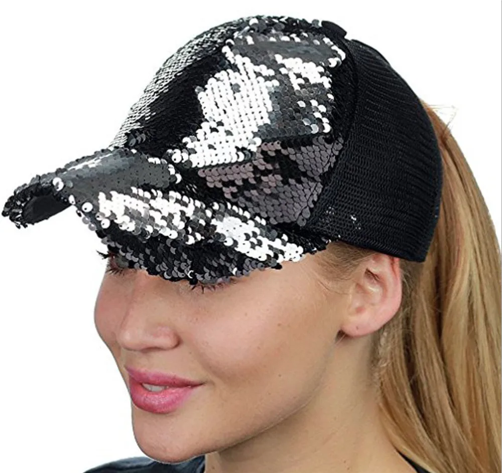 

Baseball Cap Mens Womens Double Color Sequins Baseball Cap Adjustable Strapback Hats