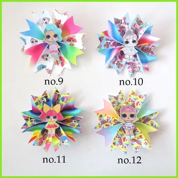 

50 BLESSING Girl Popular 3.5" Fairy Hair Bow Clip Joyful Doll Rainbow Baby
