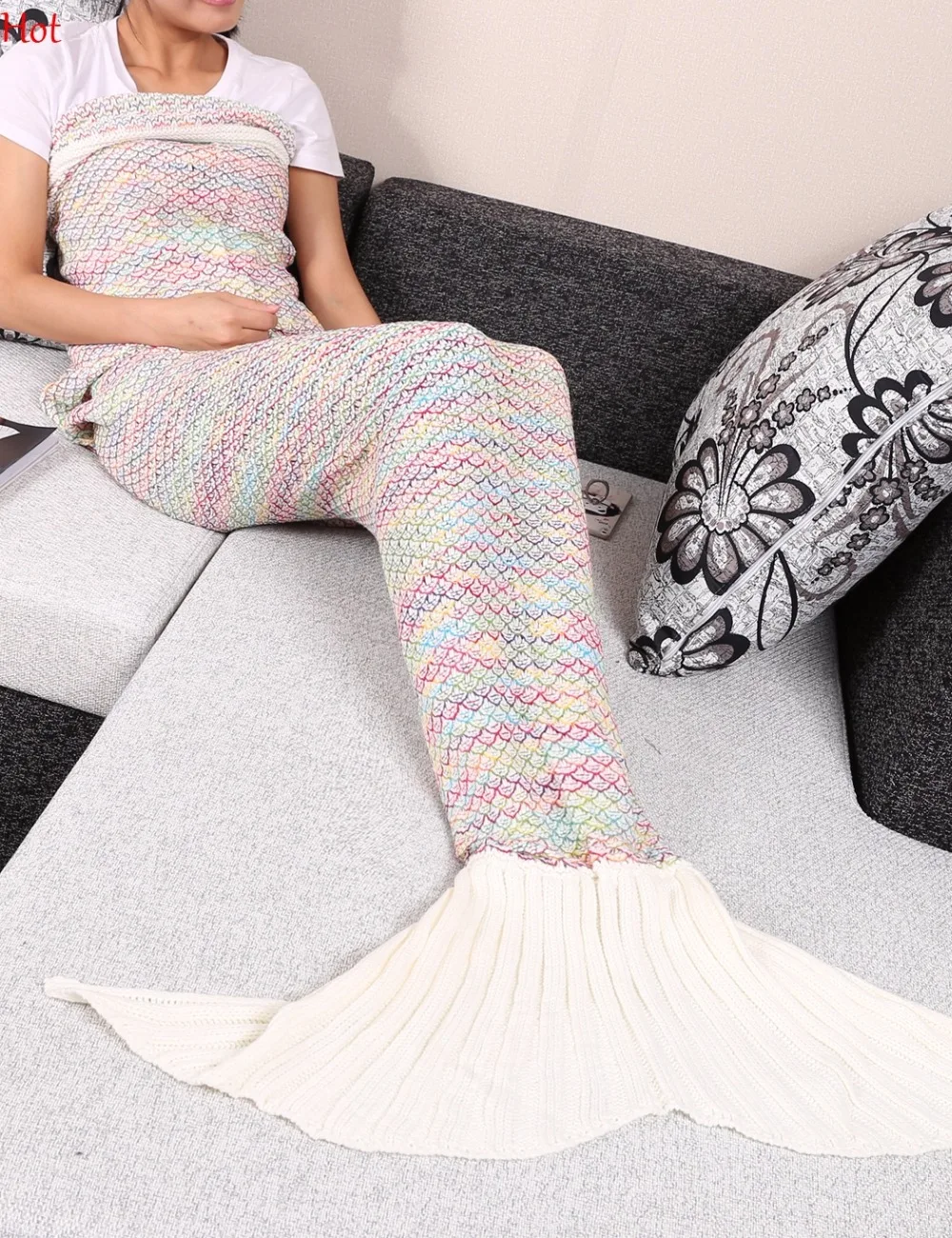 Mermaid Sweater Knitted Blanket Handmade Crochet Tail Mermaid Blanket