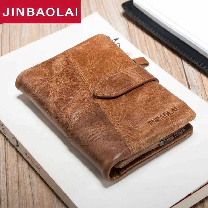 

Genuine Leather Men Wallets Coin Pocket Zipper Real Men's Leather Wallet With Coin High Quality Male Purse Cartera Card Holders