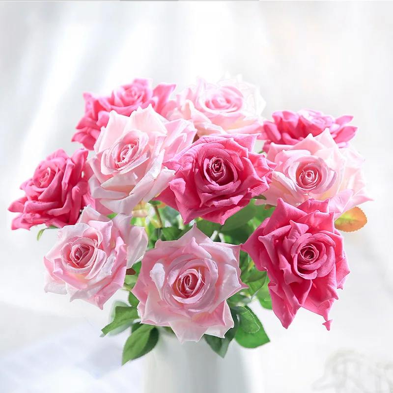 Yumai 1 шт. белые розы Искусственные цветы 10 цветов поддельные розы шелковые настоящие сенсорные цветы для свадьбы украшение дома