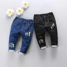 Штаны для новорожденных мальчиков и девочек; коллекция года; сезон весна-осень; повседневные однотонные джинсы с эластичной резинкой на талии в Корейском стиле; детские брюки; 4j007