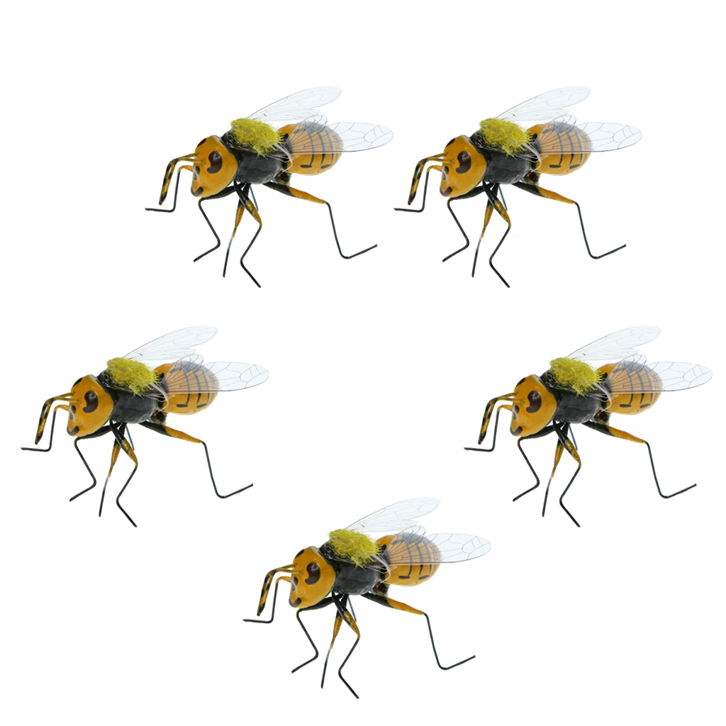 5x Bee Summer Insect Animal Statues Miniature Outdoor Garden Grassland Tree Lawn Ornament Home Decor Gift