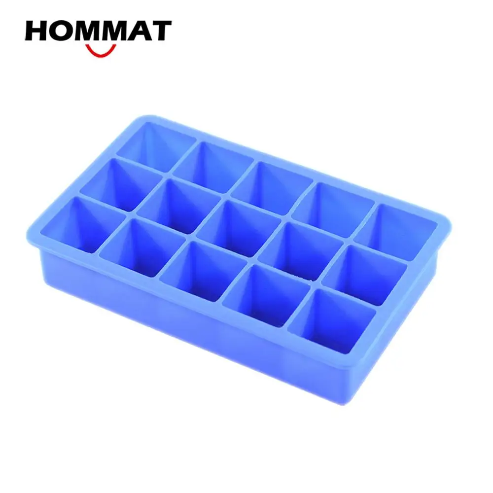 DIY креативный большой кубик льда, форма квадратной формы, силиконовый лоток для льда, фруктовый Желейный кубик для льда, форма для мыла, кухонные аксессуары - Цвет: 15 Cells Blue