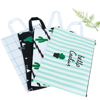 

1pc Cactus Printing A4 Zipper Canvas File Bag Filing Product Document Storage School Office Supplies Storage Handbag
