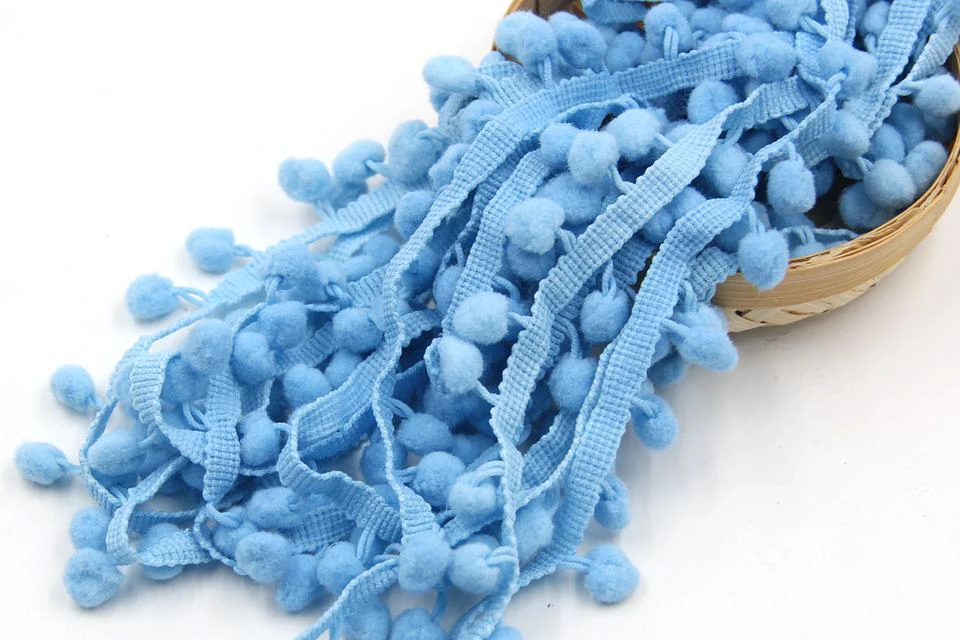 5Yards/Lot Hot Sale 10MM Pom Pom Trim Ball Fringe Ribbon DIY Sewing Accessory Lace 17 Colors For Home Party Decoration
