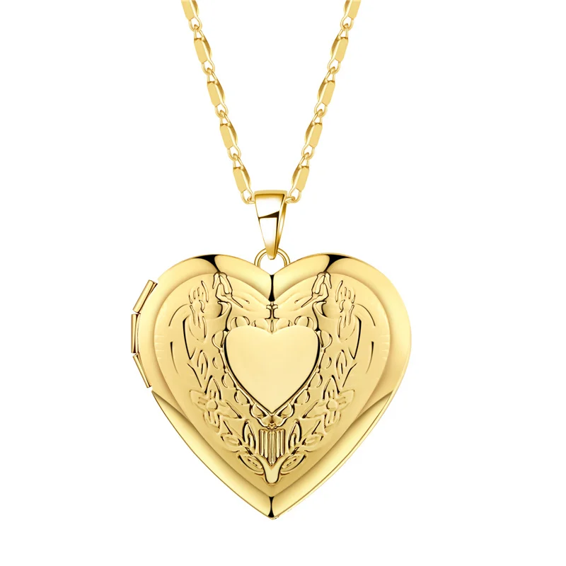 OUMEILY медальон ожерелье сердце кулон золотой серебряный цвет винтажное длинное цветочное ожерелье модное ювелирное изделие подарок на день Святого Валентина - Окраска металла: S1122