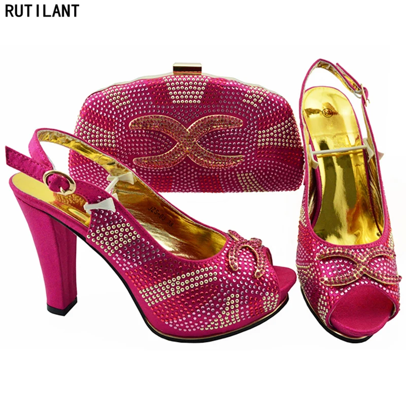 

New Arrival Italian Shoes with Matching Bags for Women Shoes and Bag Set African Sets 2018 Matching Shoes and Bag Set In Heels