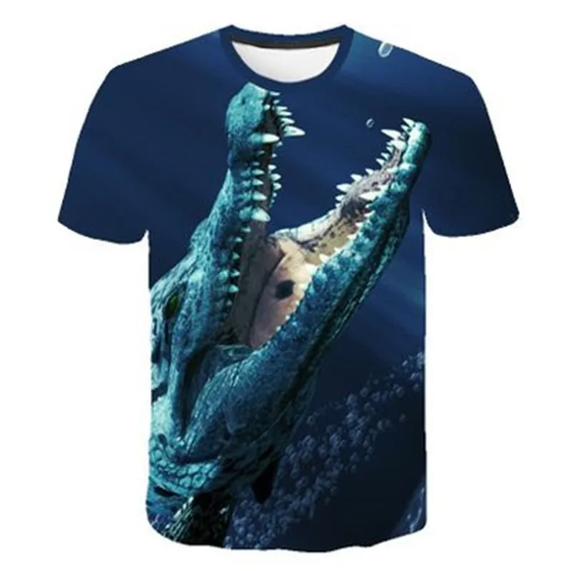 

2019 summer New Fashion Style Funny 3D Print Shark/crocodile animal Tshirts Women/Men Short Sleeve T-shirts Hip Hop Tees