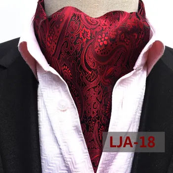 

British Style Unique Man Fashion Ascot Wedding Party Collar Handkerchif Burgundy Red Paisley Top Quality Woven