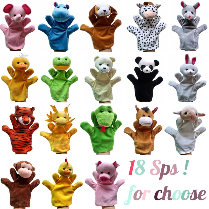 

1 Piece 18 Animal Plush toys family games Puppets theater doll Puppets with fingers and hand Parent-child character toys