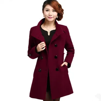 Высокое качество, женское теплое пальто, новая мода, шерстяное пальто, женское тонкое, большой размер, европейский бренд, пальто - Цвет: wine