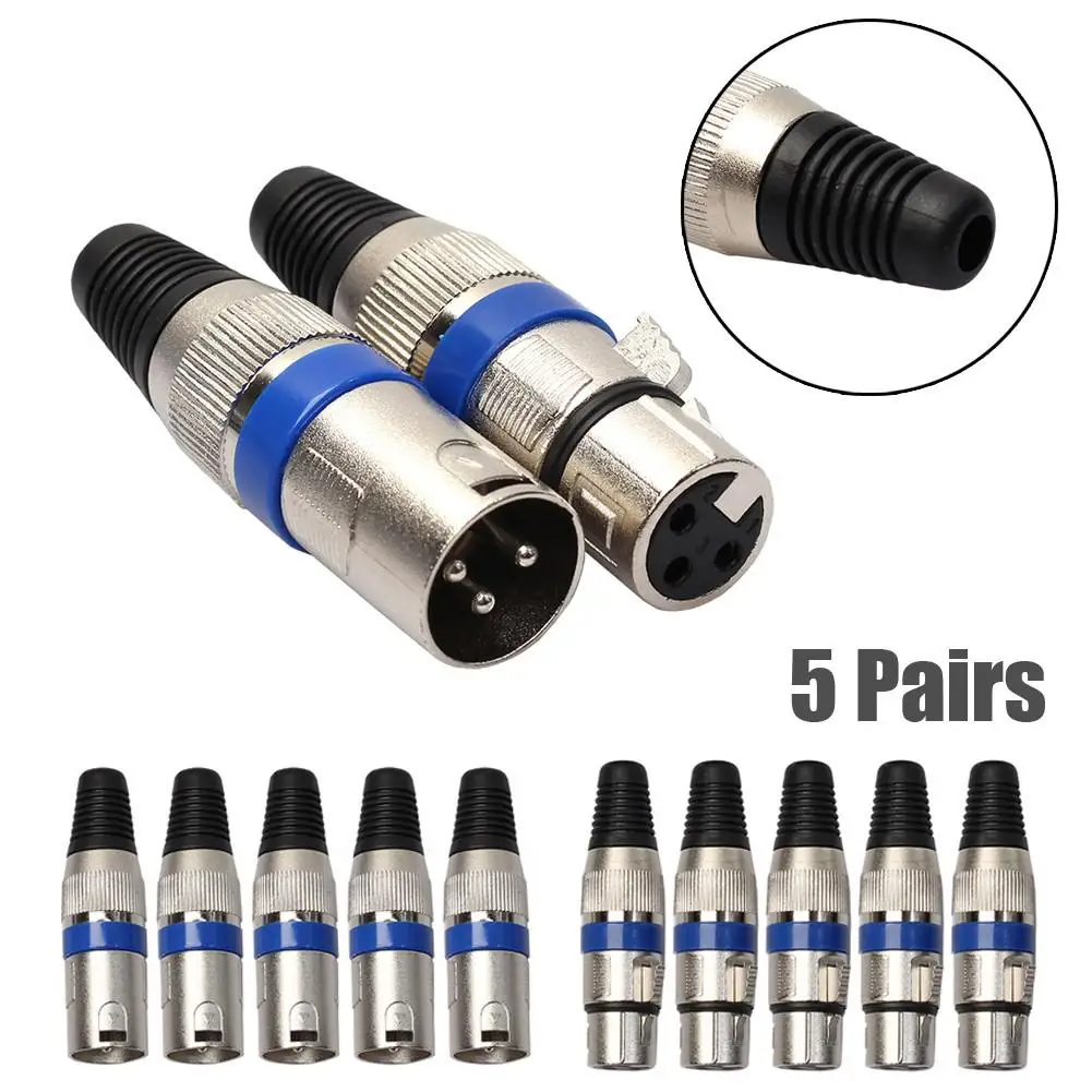 High Quality 5 Pairs Jack XLR 3 Pin MIC Jack Plug Audio Microphone