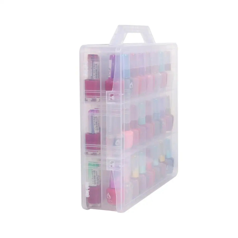Органайзер для макияжа, лак для ногтей, прозрачный ПП пластиковый ящик для хранения, 48 бутылок, Регулируемый разделитель, коробка для хранения лака для ногтей