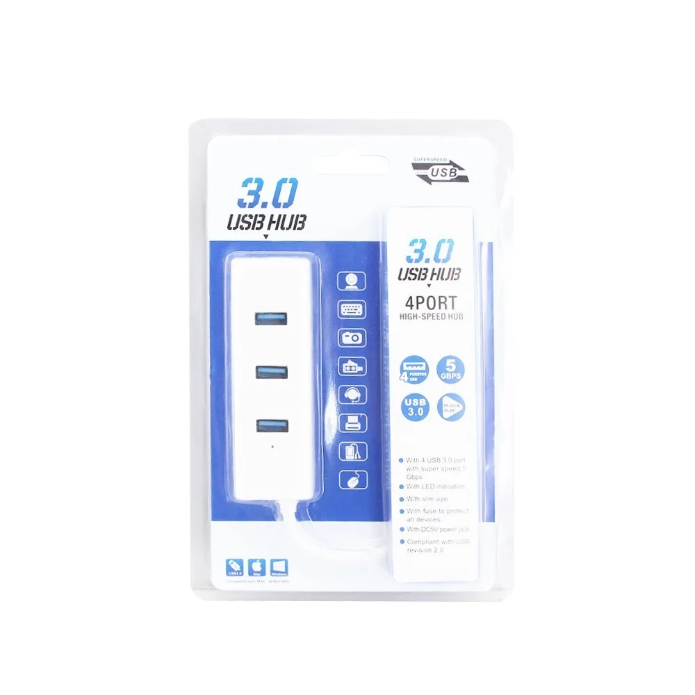 CHUYI Usb 3.0 Hub 4 Port High Speed Usb3.0 Splitter Adapter Dc 5v / 2a Power Source Port For Pc Mobile Phone Accessories