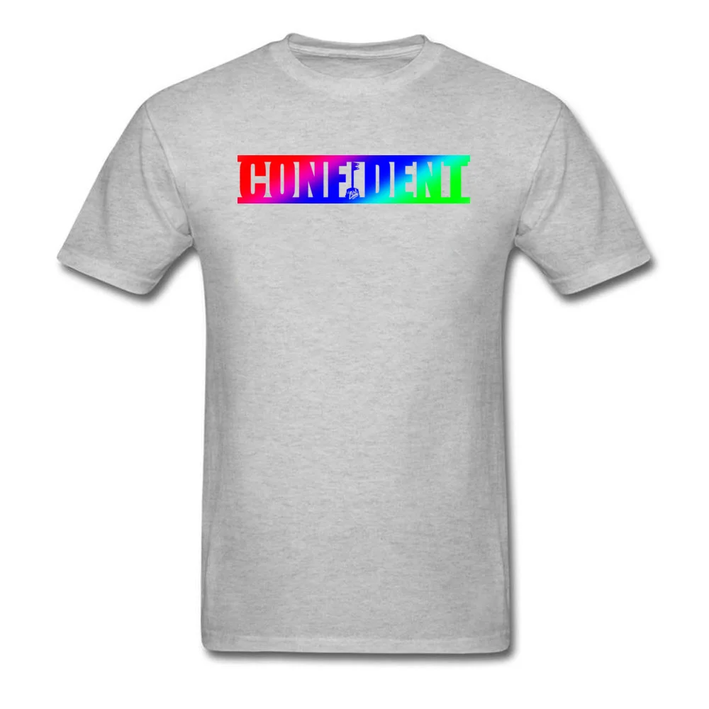 2018 New Student T-shirts Round Collar Short Sleeve 100% Cotton Fabric Confident LGBT+ Tops Shirt Printed Tops & Tees Confident LGBT+ grey