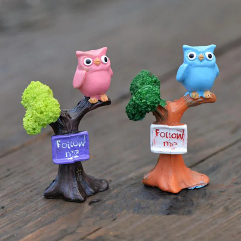 1 Pc cute Branch owl Resin Craft Figurines Miniatures DIY Mini Ornament Doll House Accessories Figure toy gift-0