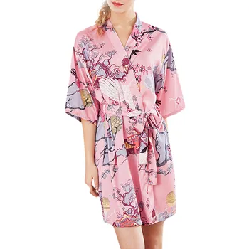 

Women Satin Bathrobe Bride Bridesmaid robe Women Sleepwear Robe Belt Print Sling Satin Nightdress Lingerie Underwear#g20