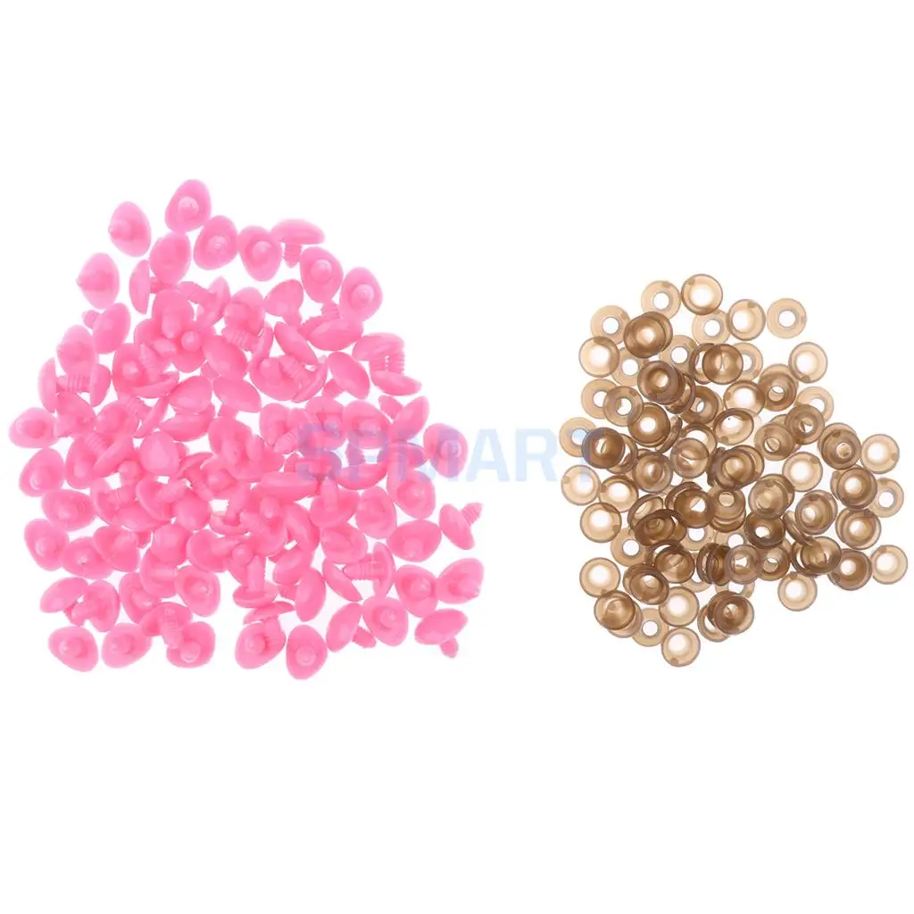 100 Pieces 10x11mm Triangle Safety Nose with BACKS for Teddy Bear Doll DIY Making Crafts - 4 Colors