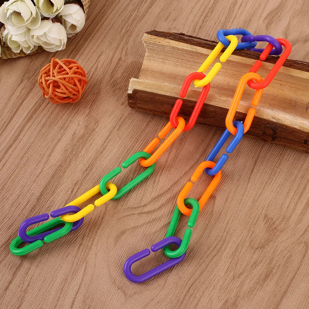 100Pcs Plastic Chain Parrot Bird Bite Toys Clip Hook Links High Quality