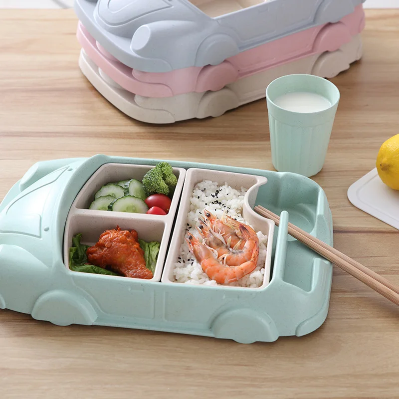 Baby Bamboo Fiber Tableware Children Dinner Car Plate Bowl Cup Feeding Set Supplier Food Dishes Toddler Foot Storage BB5117 (3)