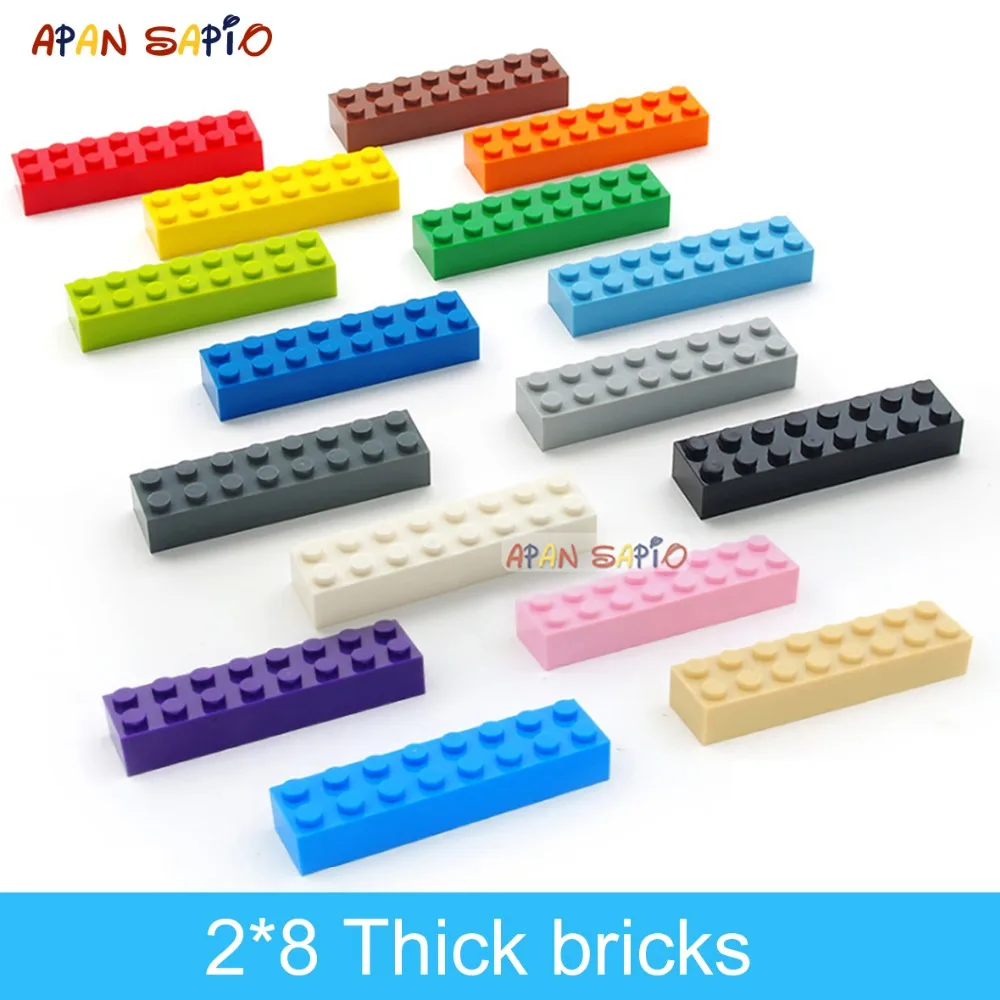 

DIY Building Blocks Thick 2x8 Dots A Pack 16PCS Educational Creative Fun Figures Bricks Toys for Children Compatible With Legoe