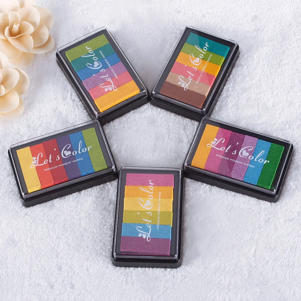 Homemade DIY Gradient Color Ink Pad Multicolour Inkpad Stamp Decoration the-stamp-market-no-line-ink-pad-stamp-market-ink-dies-to-die-for