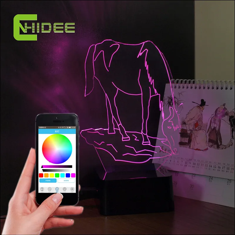 

Horse USB Bluetooth Speaker Led 3D Music Lamp for Baby Bedroom Crystal Sleeping Night Lampara as Art Decor Party Nightlights