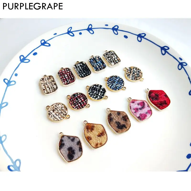 

Alloy pendant diy earrings jewelry accessories material cloth leopard pattern geometric irregular fashion retro 8pcs