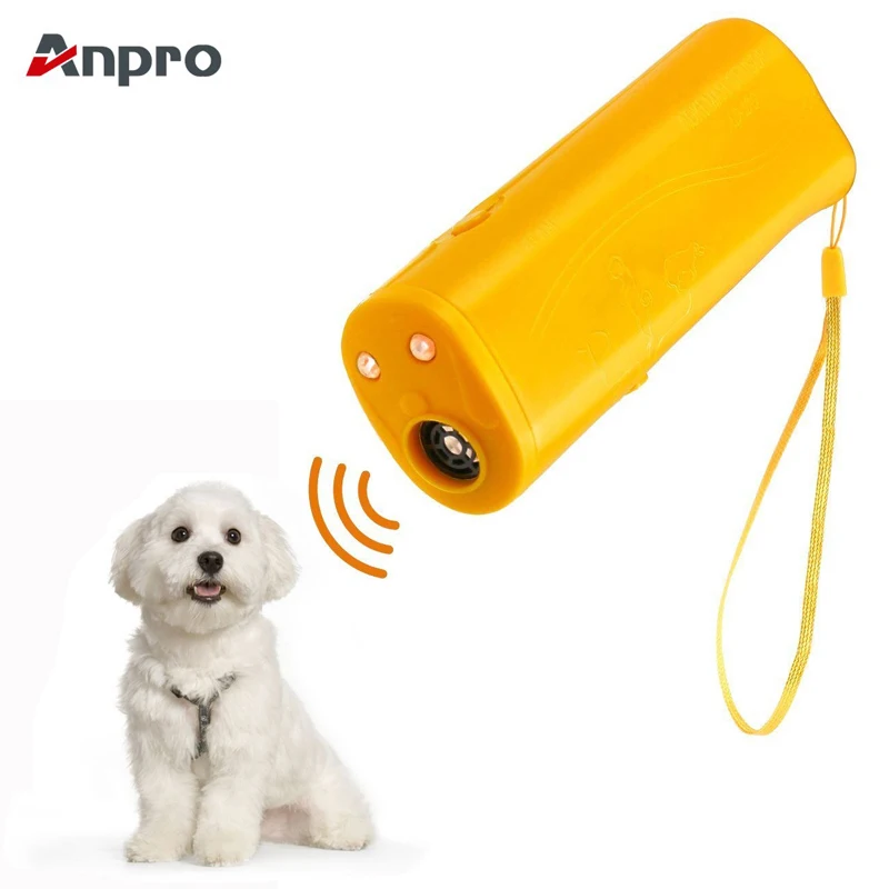 Anpro 3 in 1 Dog Bark Stop Repeller Handheld Ultrasonic Dog Repeller Anti Bark Control Anti Barking Device with LED Flashlight