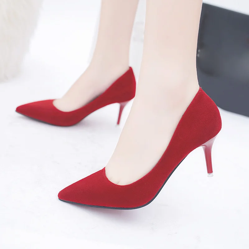 Женские туфли лодочки из искусственной замши на высоком каблуке|pumps women|zapatos