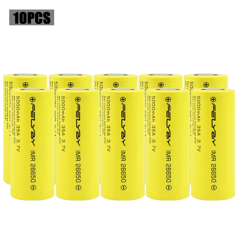 FELYBY литий-ионная батарея 35A 26650 5000mah 26650-35A литиевая батарея 3,7 v аккумуляторная батарея для фонарика - Цвет: 10pcs