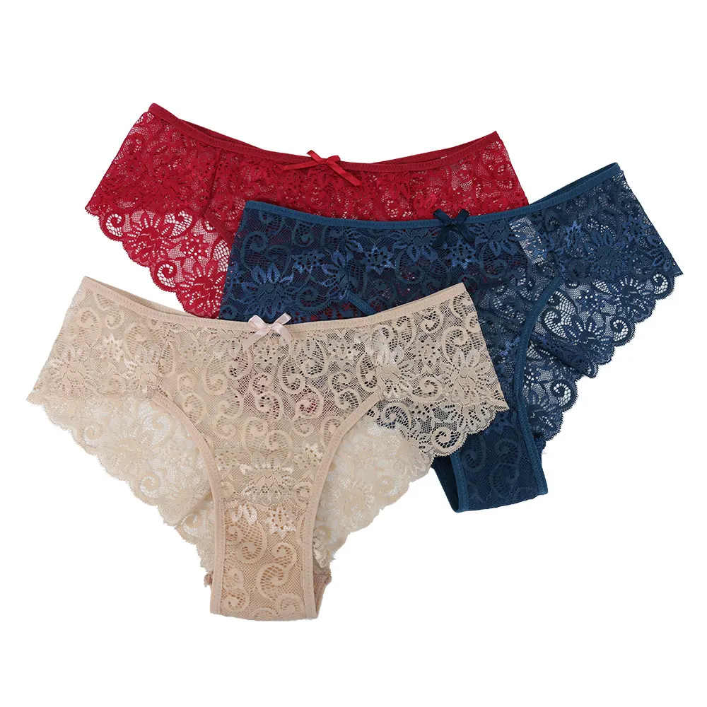 Plus Size Women's Sexy Lace Panties - Low-Rise Transparent Briefs Lingerie in S-XL image 3