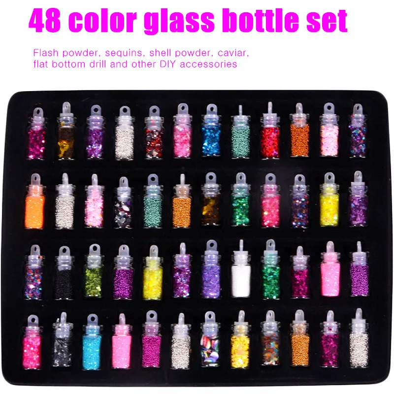 

48Color Different Glitter Powder Heart/Star Nail Art Sequins Rhinestone Manicure Decorations Epoxy Resin Mold Filling