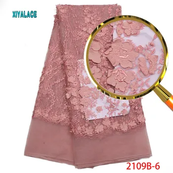 

2018 Latest French Nigerian Laces Fabrics 3d Lace Fabric Embroidery African Lace Fabric For Wedding French Lace 5yards PGC2109B