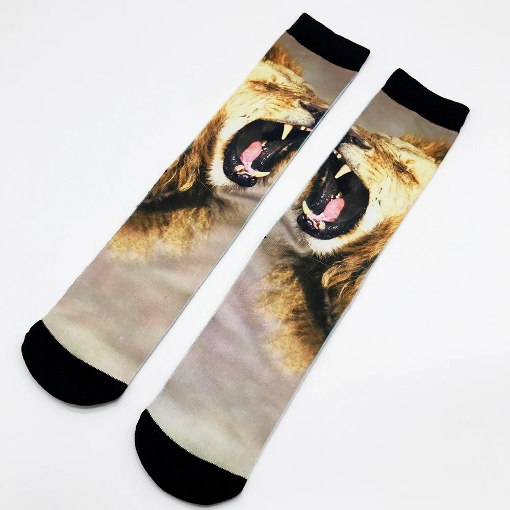 2019 Prairie king лев печать мужские и женские модные забавные носки 3d печатные носки 200 Вязание картина маслом Компрессионные носки