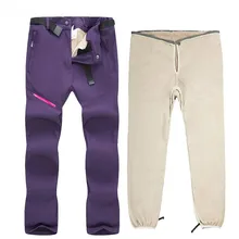 Женские лыжные толстые ветрозащитный теплый флисовый вкладыш съемные спортивные штаны зимние походные лыжные брюки плюс размер 4XL