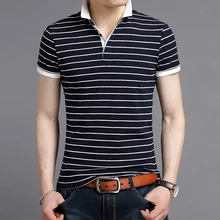 Новая модная брендовая одежда, летняя рубашка поло, мужская полосатая приталенная рубашка с коротким рукавом, Топ класс, поло для мальчиков, повседневная мужская одежда