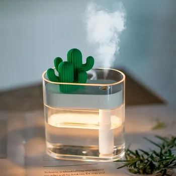 

Air Humidifier Transparent Cactus Colorful Light USB Essential Oil Diffuser Car Purifier Aroma Diffusor Anion Mist Maker 160ML