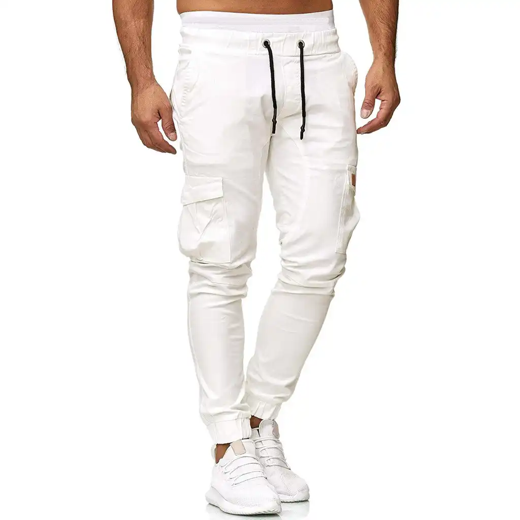 white jogger cargo pants