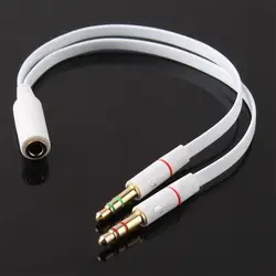 Универсальный 3,5 мм Женский до 2 Мужской наушники с микрофоном аудио Y Splitter кабель женский мужской аудио кабели белый