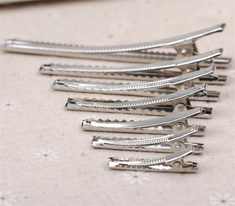 New 20PCS New Silver Flat Metal Single Prong Alligator Hair Clips Crocodile Barrette For Bows DIY Hairpins Gifts Craft